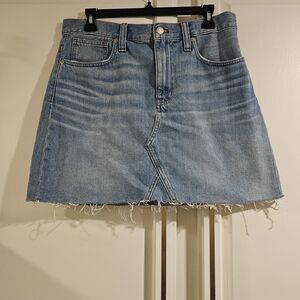 Madewell Light Blue Denim Raw Edge Mini Skirt